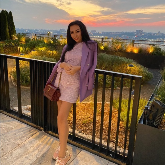 Purple set. office blouse and skirt S size. - Picture 2 of 8